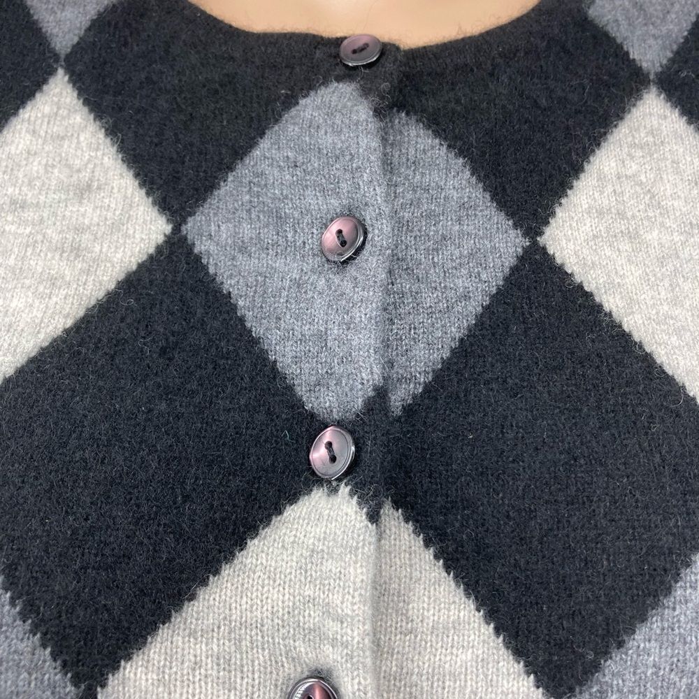 Cashmere Argyle Pattern Button Front Cardigan Size S - Picture 2 of 7
